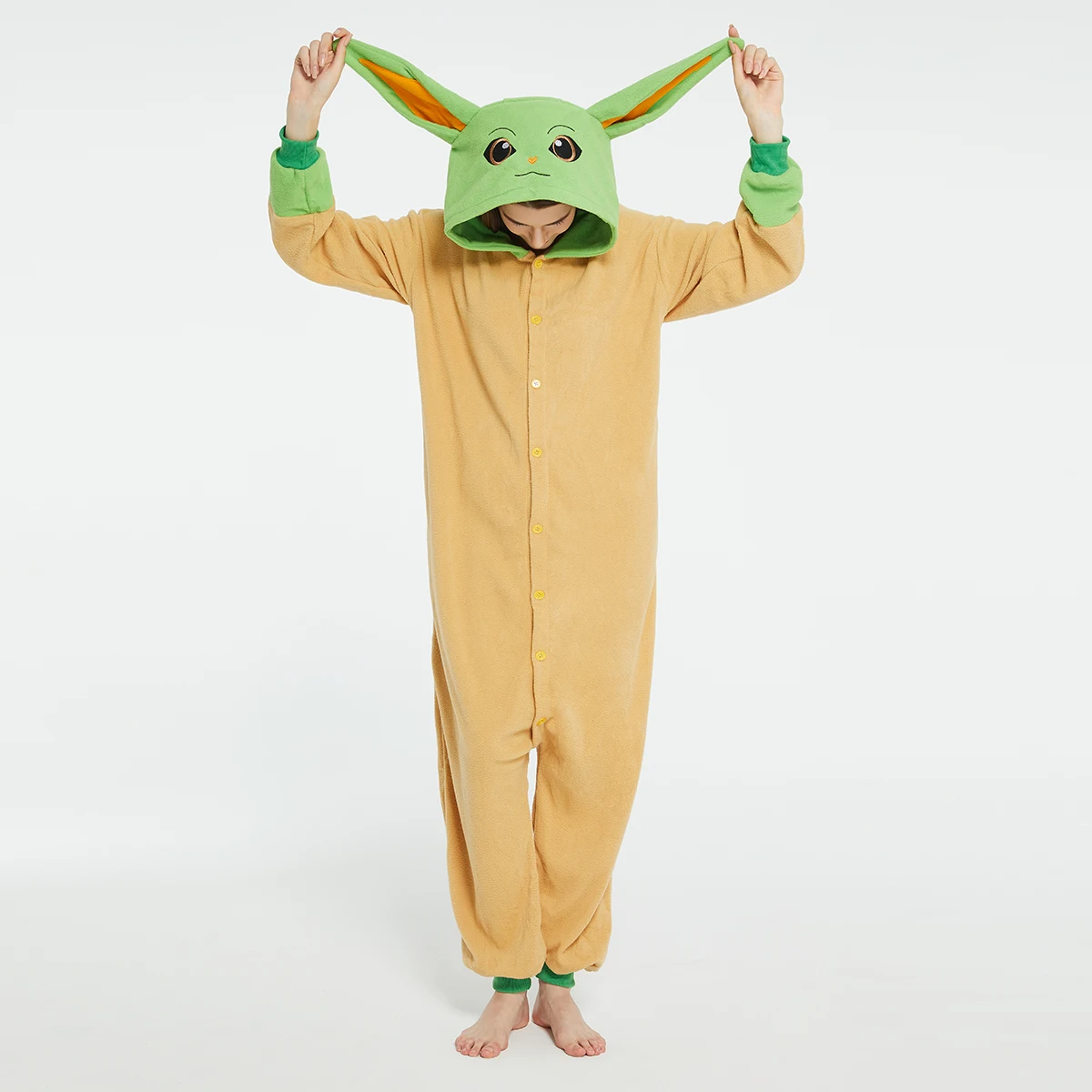 Baby Clothing Unisex - ผู้ใหญ่โยดา เบบี้ กรูโก้ โอนีซีส์ฮาโลวีนเครื่องแต่งกายยู ไนเซกซ์การ์ตูนคอสเพลย์จั๊มสูทอะนิเมะชิ้นเดียวชุดนอนคริสต์มาสชุดอยู่บ้าน
