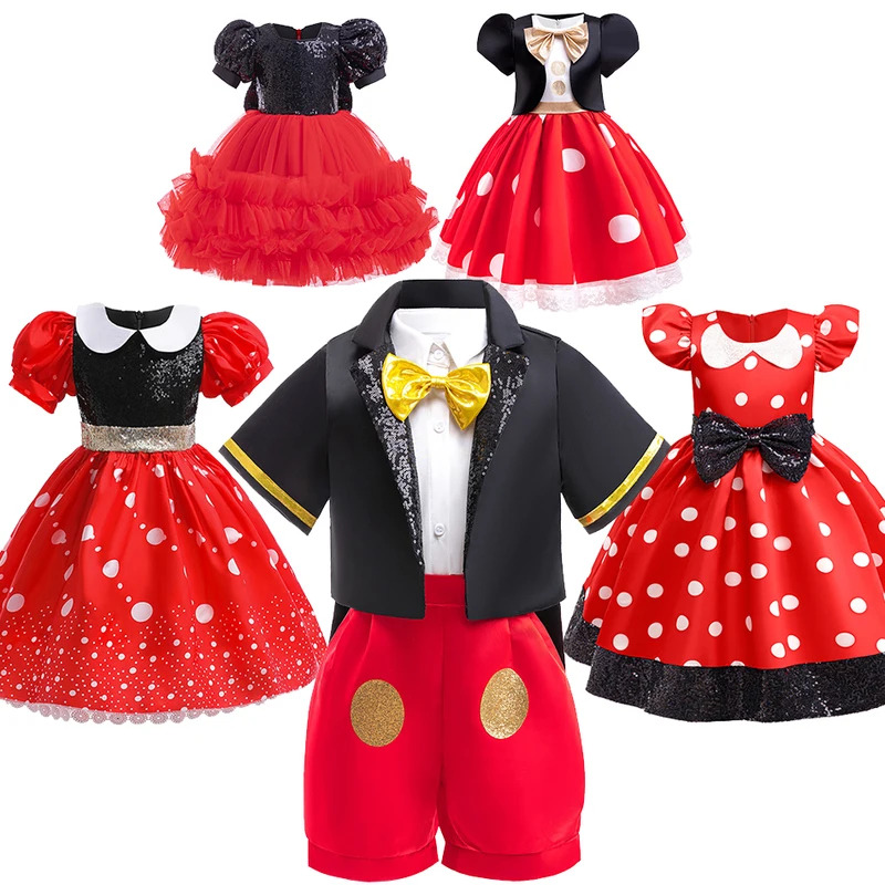 Toddler Legging Set - สาวน้อย Mickey ชุดเด็กวัยหัดเดินเด็ก Minnie คอสเพลย์ Red