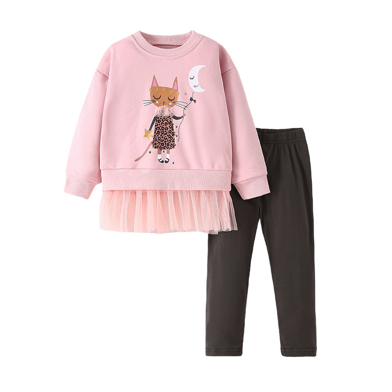 Toddler Legging Set - ชุดเสื้อผ้าเด็กผู้หญิงลายแมว Jumping Meters 2-7T ชุดเซ็ต 2