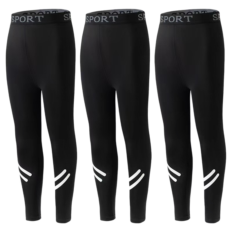 Toddler Legging Set - 3/1 ชุดเลกกิ้งกีฬาสำหรับเด็กสีทึบแบบยืดหยุ่นสำหรับเด็กชายและเด็กหญิงกางเกงโยคะที่สวมใส่สบายกางเกงวิ่งลำลอง