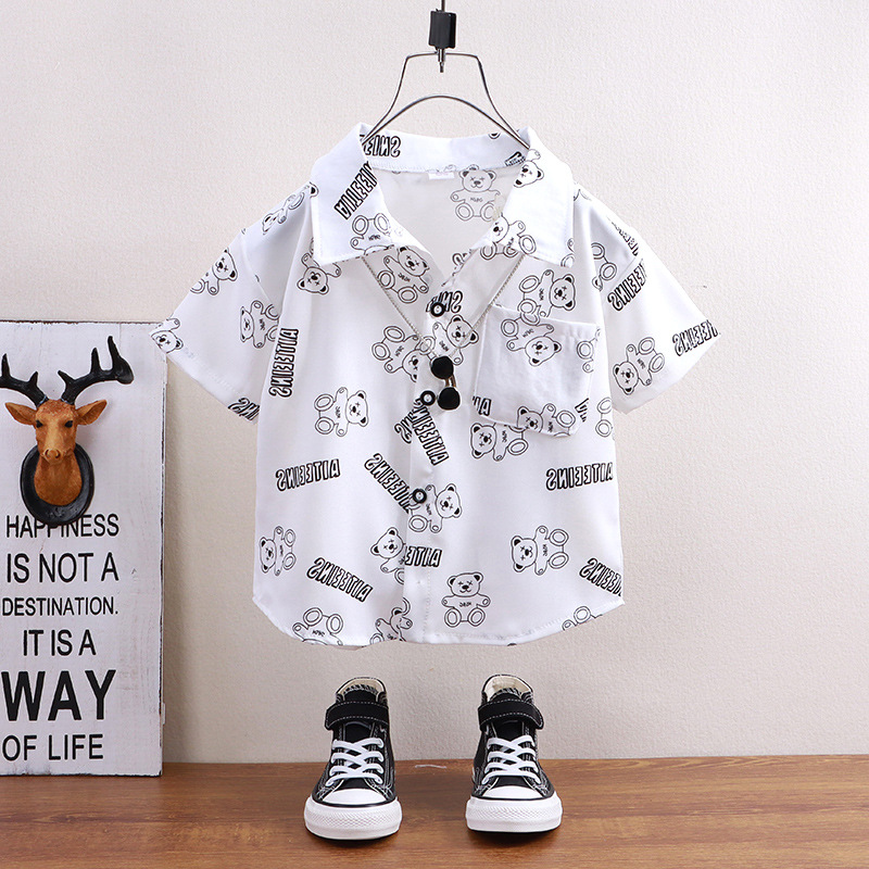 Baby Clothing Hong Kong - เสื้อเด็กสไตล์ฤดูร้อนแขนสั้นเด็กชายเสื้อเด็กเสื้อผ้าเด็กสไตล์ฮ่องกงแนวโน้มสบายๆขายส่ง
