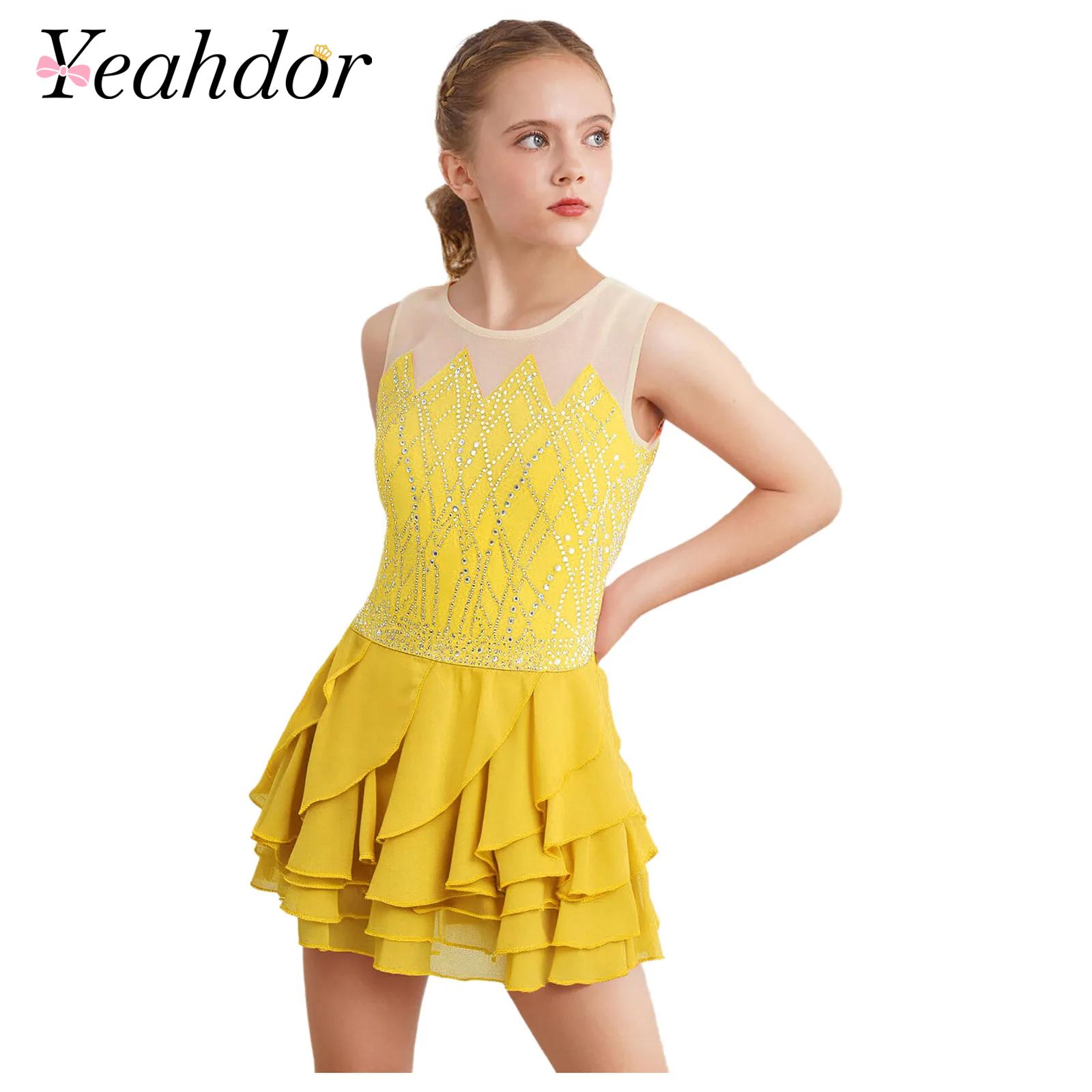 Baby Clothing Size - สาวตาข่ายสเก็ตลีลาชุดเต้นรํา Leotards เด็กเครื่องแต่งกายบัลเล่ต์ Rhinestone จังหวะยิมนาสติก Ballerina