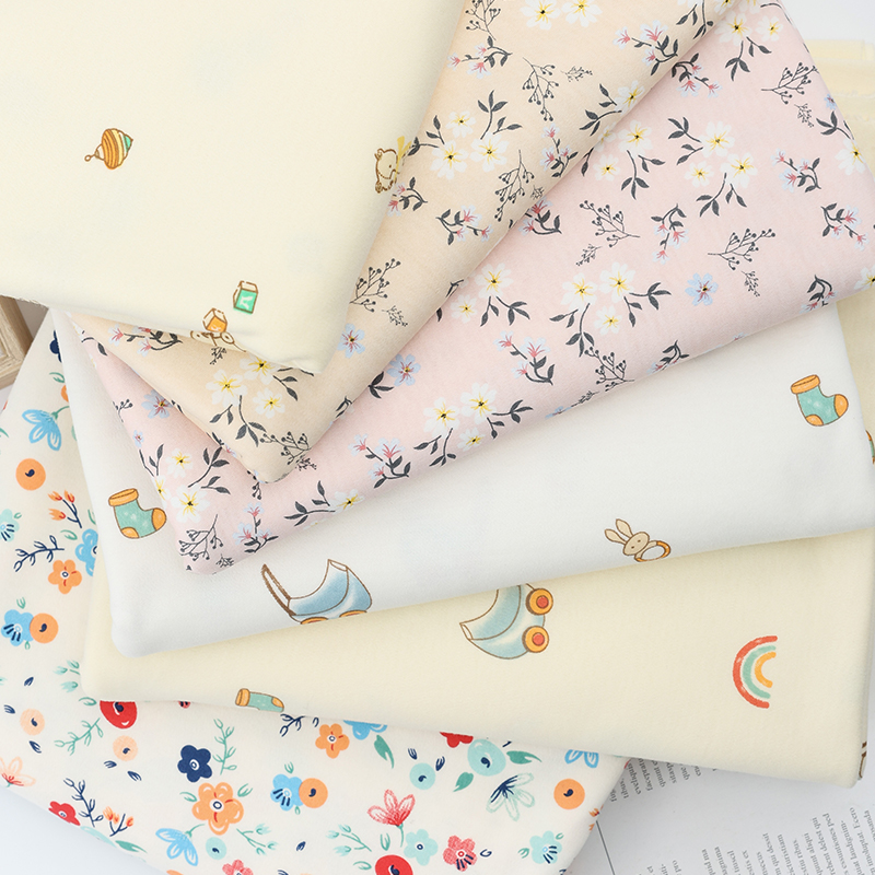Baby Clothing Sewing - ผ้าฝ้ายแท้ยืดหยุ่นหนาพิมพ์ลายผ้าถักสำหรับเสื้อผ้าเด็ก, ชุดนอน, ผ้าปูที่นอน, ผ้าห่ม, ผ้าเย็บเสื้อผ้าแบบทำมือ