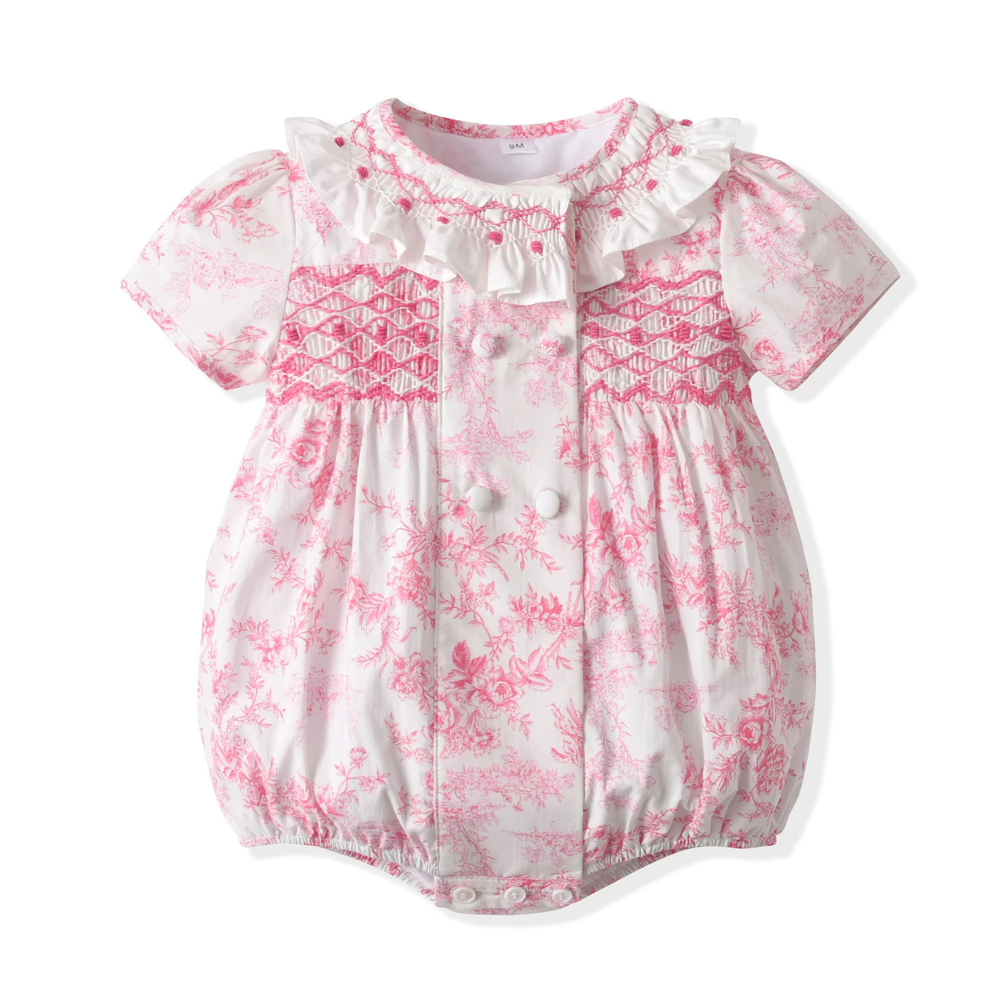 Baby Clothing Made In Usa - ฤดูร้อน Hand Made Smocked แขนสั้น Ruffle