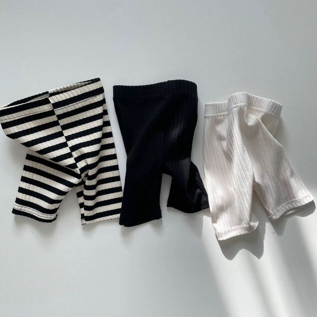 Toddler Legging Set - BELLBELL ฤดูร้อนเด็กผู้หญิงกางเกงขาสั้นลายทางบางเด็กทารกเด็กผู้หญิงกางเกงเลกกิ้งขาสั้นเอวยางยืด 1-6Y เด็กวัยหัดเดินกางเกงขาสั้น