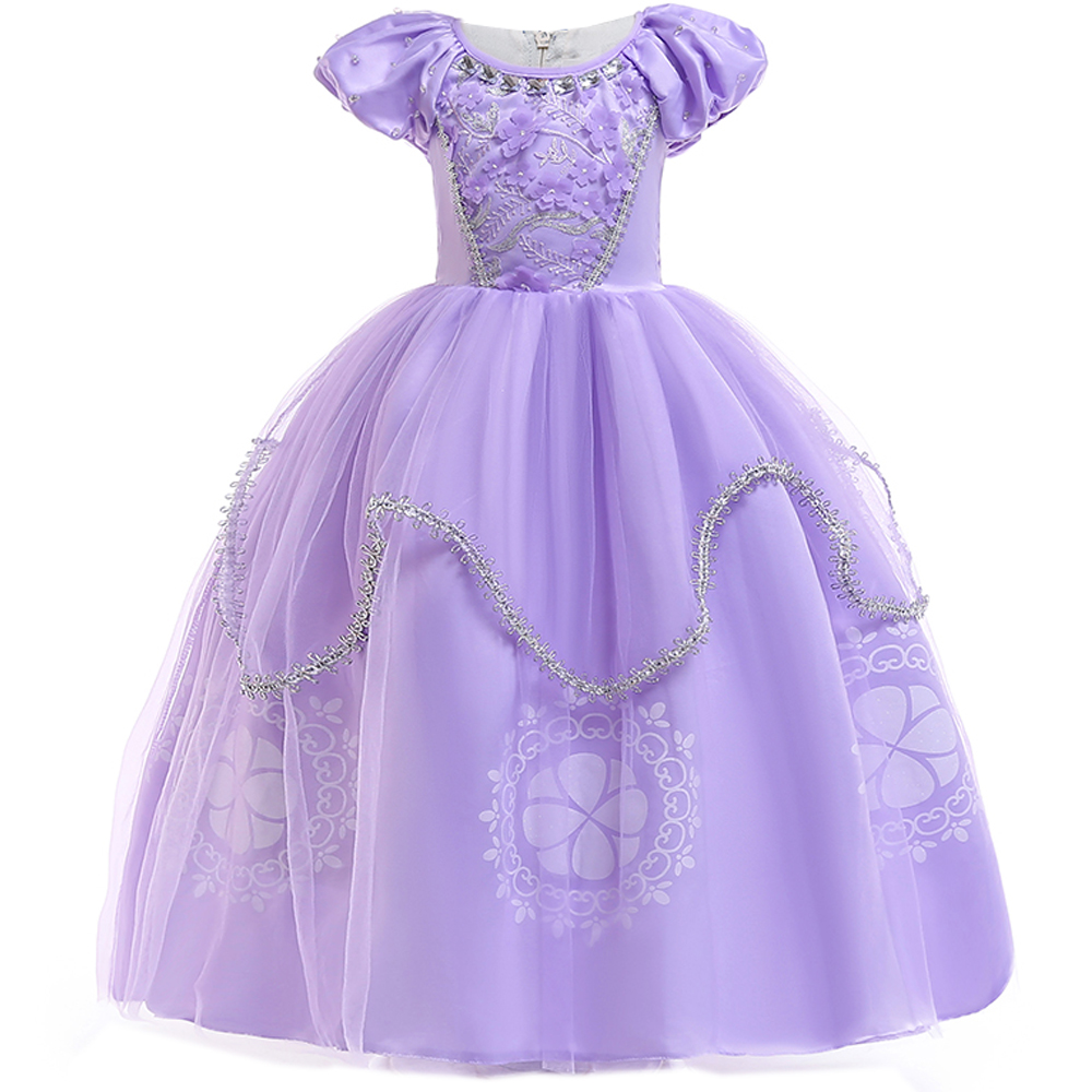 Baby Clothing Size - ฤดูร้อน Sophie สาวชุดเด็กวันเกิดเจ้าหญิงชุดเดรสสําหรับสาวดอกไม้สีม่วง Tulle แขนสั้นชุด