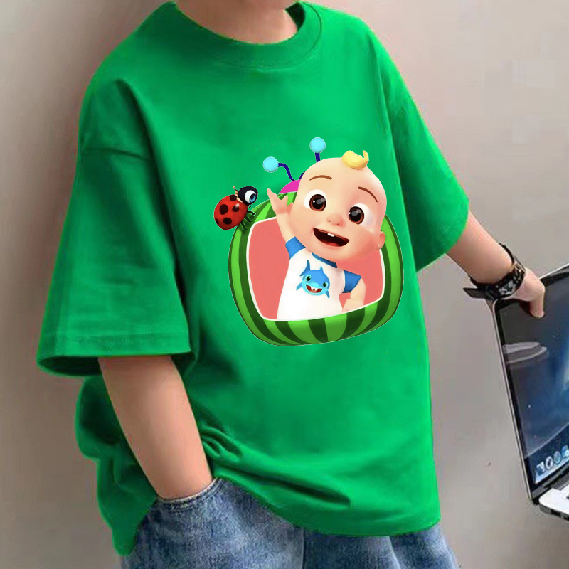 Baby Clothing Unisex - เสื้อยืดเด็กโคโคเมลอนส์ลายการ์ตูนอนิเมะ ผ้าฝ้าย แขนสั้น เสื้อเด็กชายเด็กหญิง เสื้อผ้าฤดูร้อน ลายการ์ตูนพิมพ์ลาย
